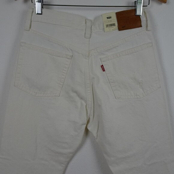 Levi's 501 Cropped Jeans Women's 27x26 White Denim Distressed Button Fly - Picture 7 of 13